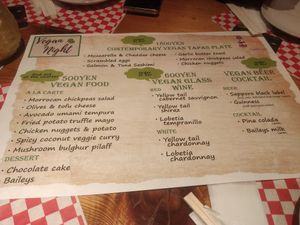 Vegan night menu at Lighthouse in Tokyo