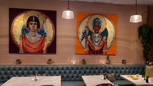 Cool vibes inside  at Olivia Restaurant in Los Angeles