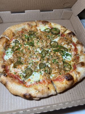 Ordered the kimchi pizza for delivery. The crust and pizza was still good even the next day.  at Olivia Restaurant in Los Angeles