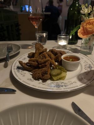 Crispy chicken  at Olivia Restaurant in Los Angeles