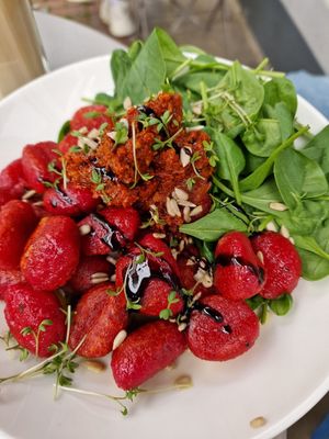 Rote Beete Gnocchi at Café Mia in Lemgo