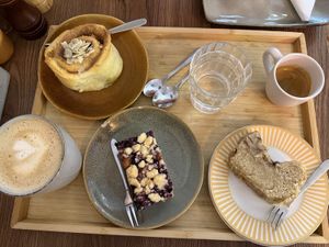 Cinnamon roll, blacberry cake and banana bread   at My Mom's in Salzburg