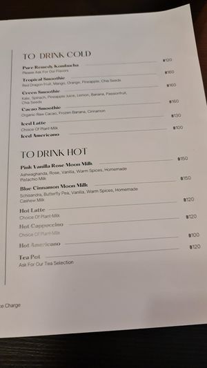 Drinks menu at Earth House Restaurant And Wine Bar in Bangkok