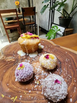 Lemon cake was divine! 😋 at Earth House Restaurant And Wine Bar in Bangkok