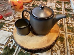 Green tea pot, 100 baht (plus 10% service charge, plus 7% VAT)  at Earth House Restaurant And Wine Bar in Bangkok