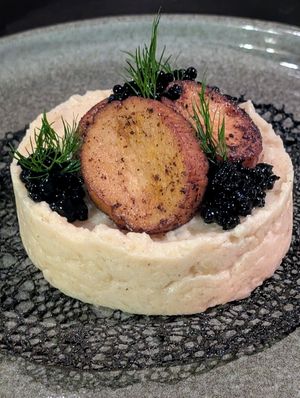 Scallops with caviar at Earth House Restaurant And Wine Bar in Bangkok