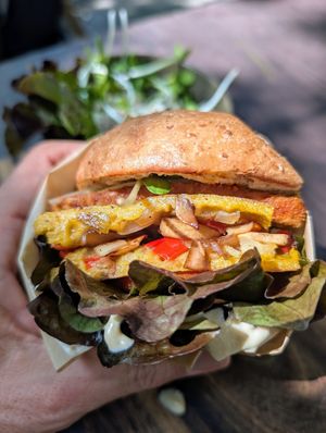 The weekend breakfast sandwich 😛 at Earth House Restaurant And Wine Bar in Bangkok