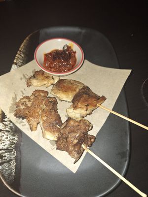 Lion's mane skewers at Earth House Restaurant And Wine Bar in Bangkok