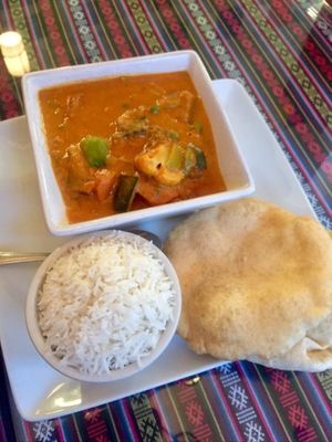 Tibetan Kitchen Vegan Vegetable Curry in cashew sauce - about $15 at Tibetan Kitchen Cafe in Victoria