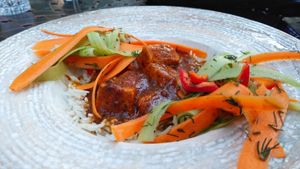 Homemade tofu with Curry sause at Sunmoon - Alabin in Sofia