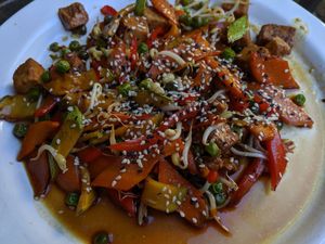 Tofu and veggies at Sunmoon - Alabin in Sofia