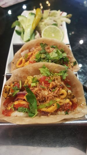 Tofu tikka on vegan puri tacos at Cardamom Black in Harrogate
