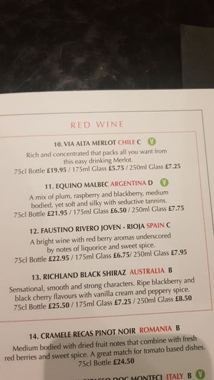 Vegan wine at Cardamom Black in Harrogate