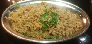 Garlic, chilli flakes pilau rice at Cardamom Black in Harrogate