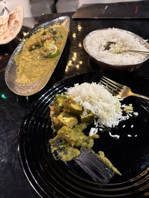 Goan curry with tofu, rice and vegan nan   at Cardamom Black in Harrogate