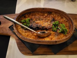 lightly spicy baked beans.  Traditional macedonean food at Ethno Tavern in Pashina Vodenica