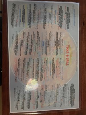 Menu 1  at Tikka & Grill in Denver