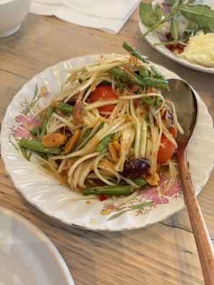 Loved the papaya salad, very spicy   at som saa in East London