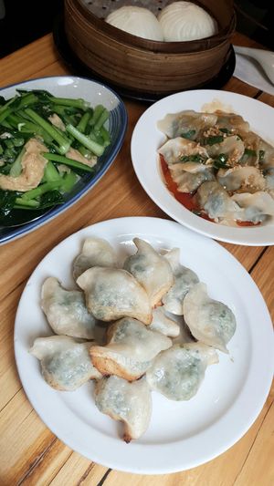 2 Jiaozi, 1 baozi, 1 side dish (wayyyy too much for two people) at Shanghai Street - 小籠館 in Melbourne