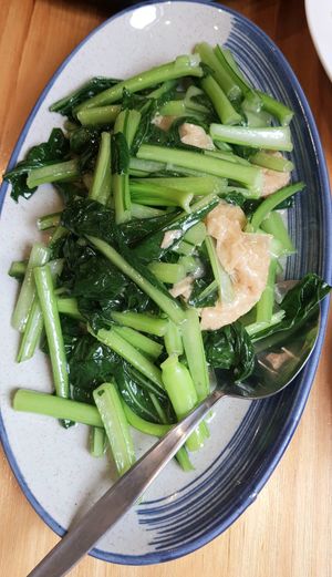 Stir-fried choi sum with bean curd sheet at Shanghai Street - 小籠館 in Melbourne