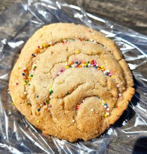 Rainbow sprinkle cookie at Casita Vegana SF in San Francisco