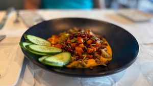 Hummus with Cucumber Chips  at Scott's Seafood Roundhouse in Folsom