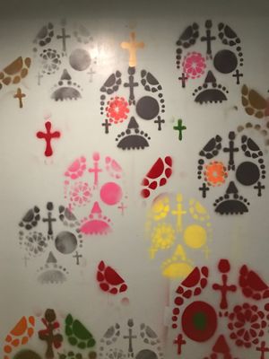 Inside wall art at La Taqueria in Belgrade