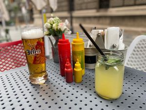 Pivo and pineapple lemonade. at La Taqueria in Belgrade