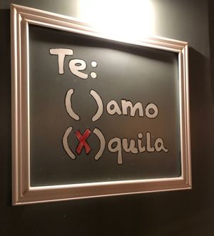 Te (am) / (x)quilt sign inside. at La Taqueria in Belgrade