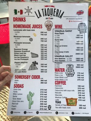 Drinks menu - page 2 at La Taqueria in Belgrade