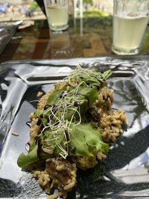 Vegan risotto with mushrooms   at Ylla Organic Fusion in Aguas Calientes