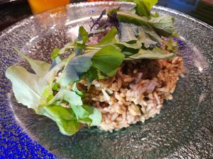 Mushroom risotto at Ylla Organic Fusion in Aguas Calientes