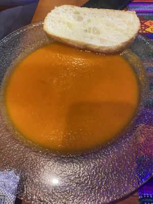 Tomato soup  at Ylla Organic Fusion in Aguas Calientes