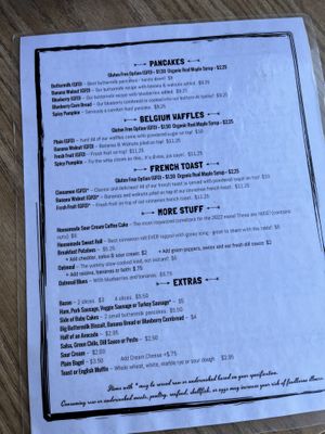 Menu  at Walnut Cafe in Boulder