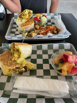 Plant based breakfast burrito, fruit cup  at CW Willis Family Farms in Vero Beach
