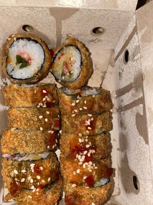 Hot passion (filled with strawberries)  at Vegamaki Sushi Bar in Porto