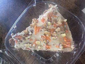 Raw carrot cakee  at Royal Health World Retail & Cafe in Atlanta