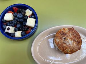 sides of hash browns & fruit   at Snooze in San Diego