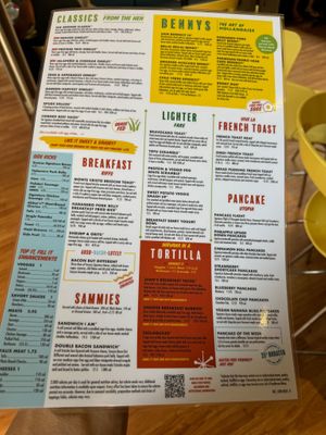 Menu Back at Snooze in San Diego