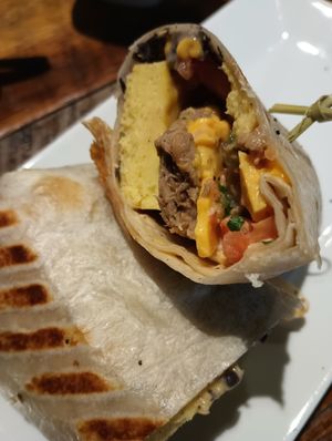 Vegan breakfast burrito with Just Egg at Prince Street Cafe in Lancaster