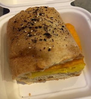 Vegan breakfast sandwich (can also be ordered with vegan sausage).  at Prince Street Cafe in Lancaster