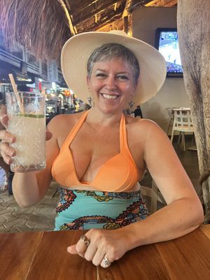 Cheers!  at Ocean's Isla in Isla Mujeres