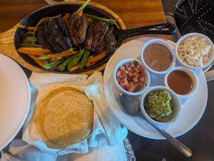 Vegan mushroom fajitas at Ocean's Isla in Isla Mujeres