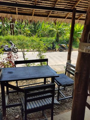 One of the tables at Shambhala in Koh Phayam