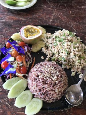 Laab (super delicious and not spicy)  at Shambhala in Koh Phayam