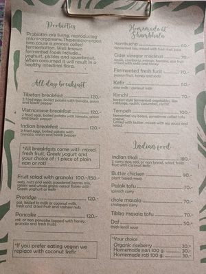 New menu at Shambhala in Koh Phayam