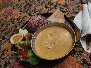 Tikki Massala with vegan roti at Shambhala in Koh Phayam