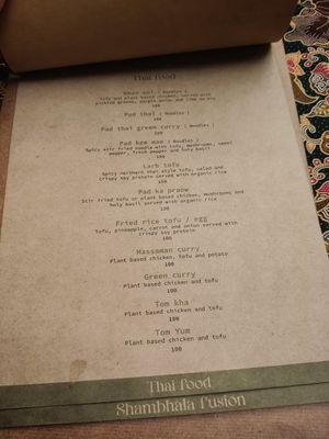 Menu at Shambhala in Koh Phayam