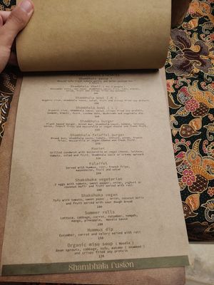 Menu at Shambhala in Koh Phayam