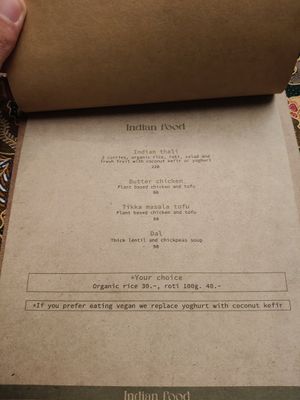 Menu at Shambhala in Koh Phayam